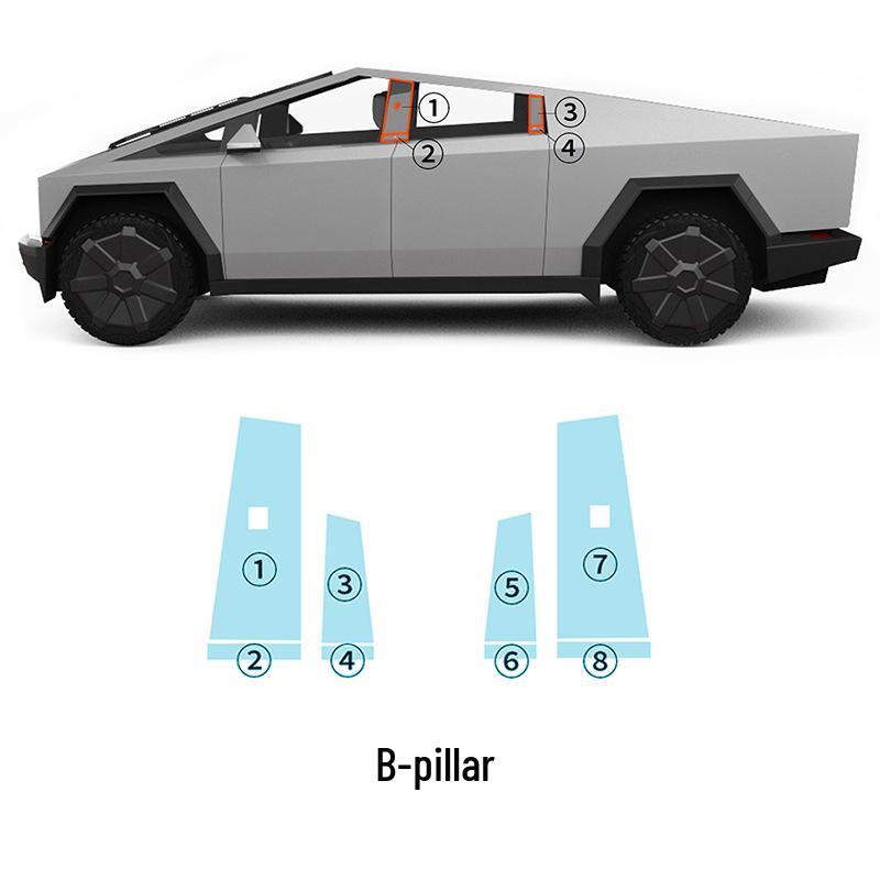 Cybertruck 2024+ TPU Transparent B-Pillar & Rearview Mirror Protective Film