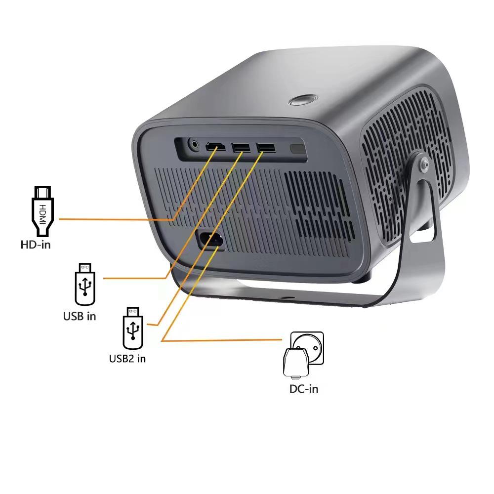Portable HD Android Projector with Automatic Keystone & White Wall Compatibility