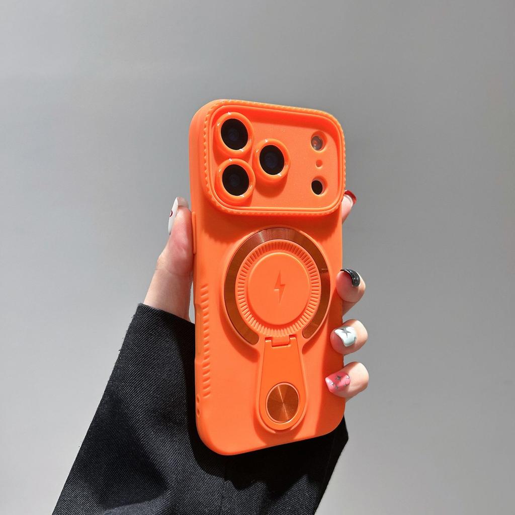 Applicable to iPhone17Pro mobile phone case magnetic suction bracket Apple 16Pro soft case 15 all-inclusive anti-drop 14 protective case