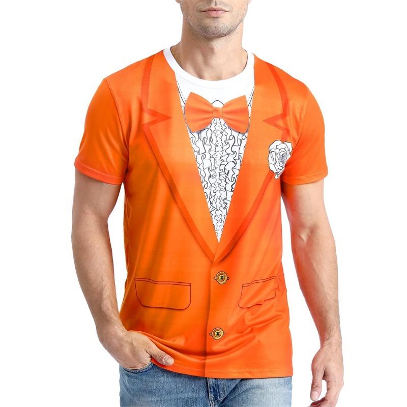 

Men Summer Short Sleeve Crew Neck Party Tux Tee Top Men s Easter T Shirts 6XL