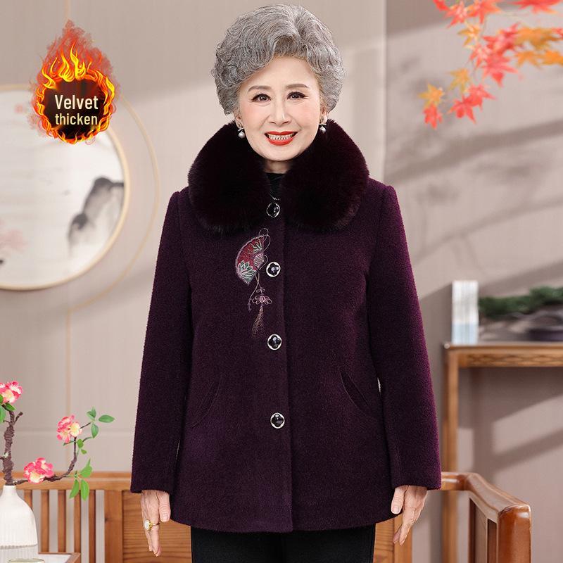 

Warm Winter Coat for Women: Anti-Mink Velvet and Fleece-Lined Jacket for Middle-Aged and Elderly Ladies 4XL фиолетовый