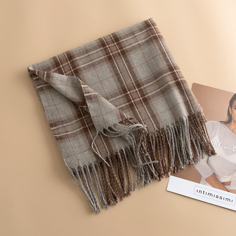 Japanese and Korean Plaid Cashmere Plaid Scarf Women's Winter Versatile Couple Warm Scarf