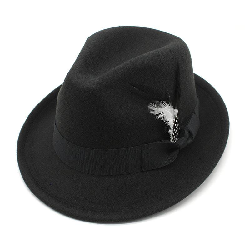 Cross-Border Amazon New Men'S Top Hat Feather Felt Hat Men'S Jazz Hat European And American High-End Hat Women