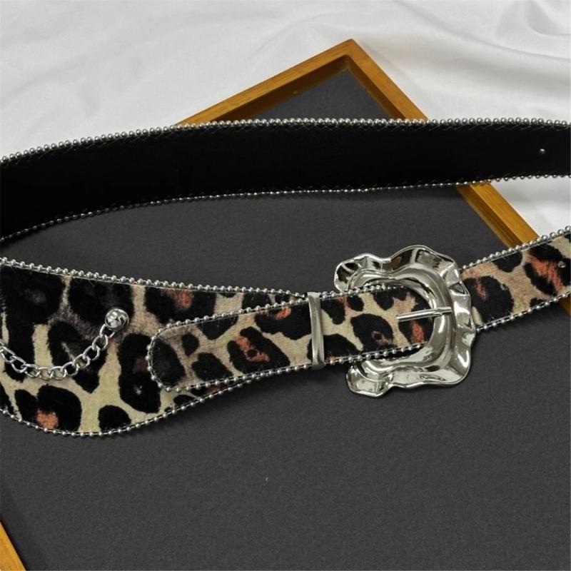 Adjustable Leopard Pattern Waistband Decorative Punk Belt For Men And Women Body Jewelry