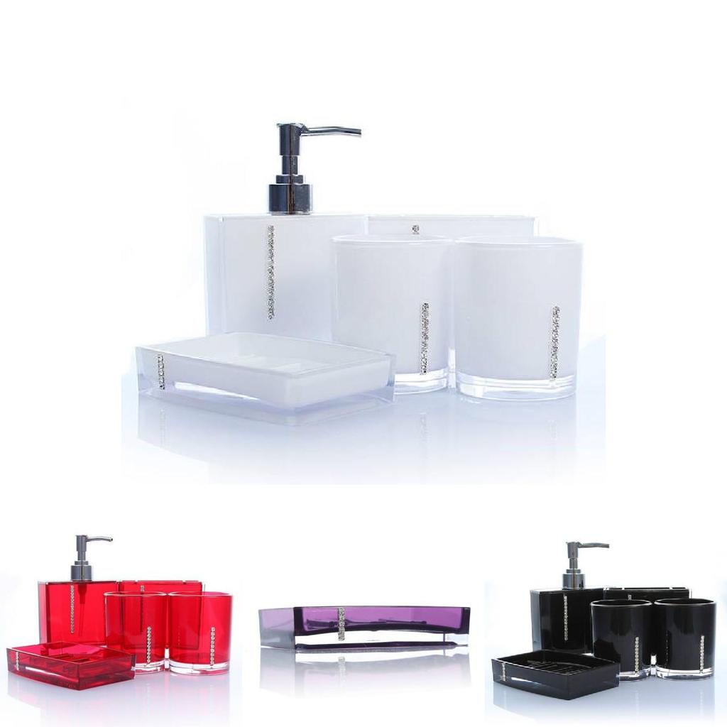 Elegant Acrylic Bathroom Five Piece Set With Creative Design For Wedding Gift And Modern Decor