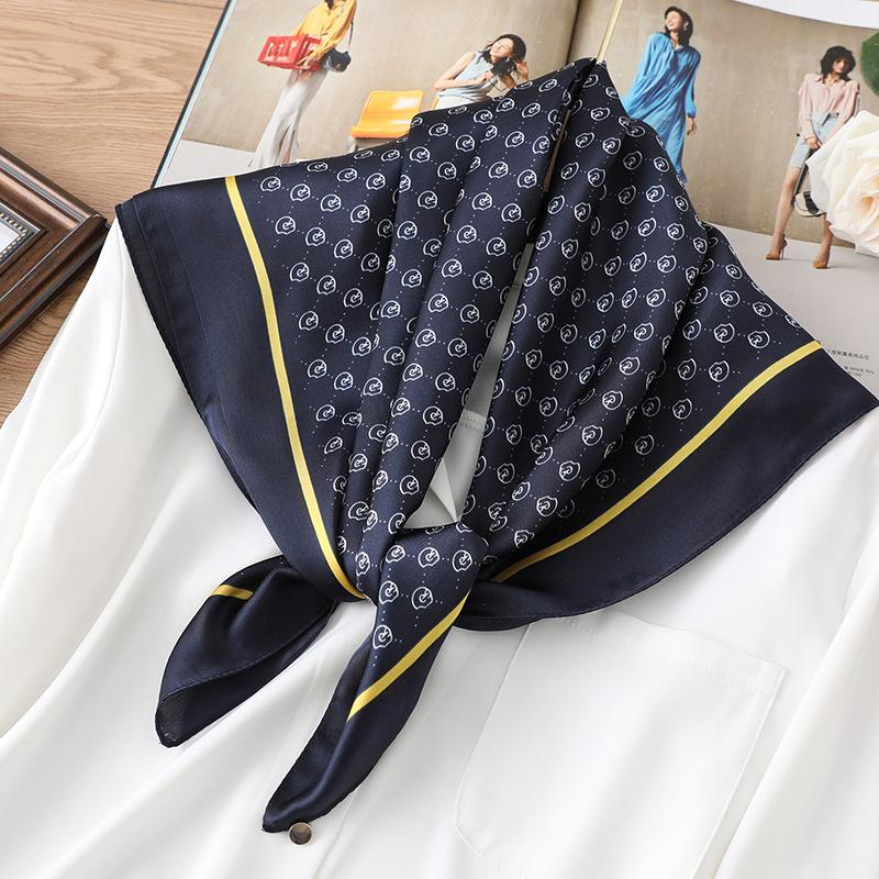 New plaid scarf simulation silk small square scarf 71cm fashion letter double G small silk scarf professional scarf women's scarf