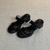 Sheepskin version~ retro thick heel with cool slippers women's summer soft soles are not tired feet slippers beach sandals women