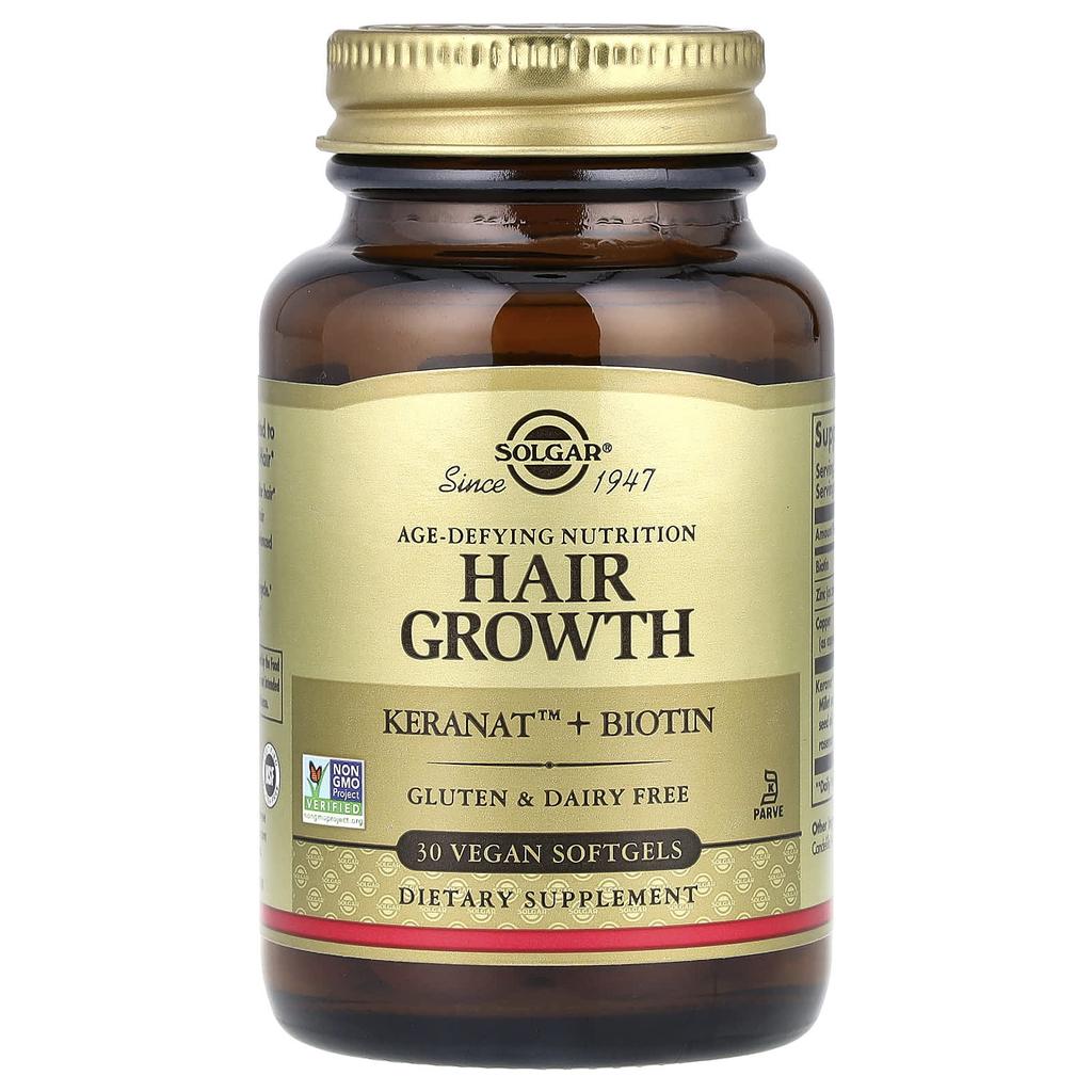 Solgar, anti-aging nutrition, hair growth, 30 vegan softgels