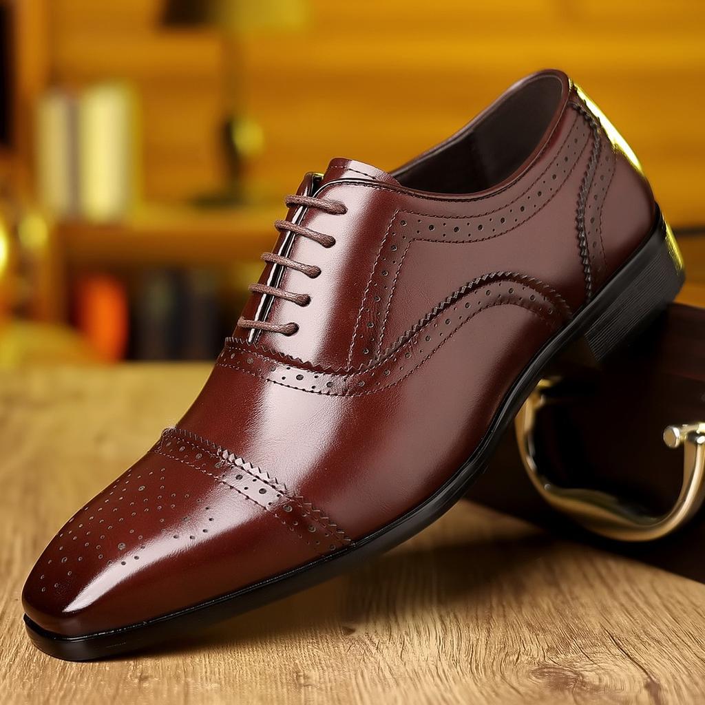 British Gentleman Designer New Men's Lace Up Brogues Oxford Shoes Male Luxury Formal Wedding Prom Dress Homecoming Footwear