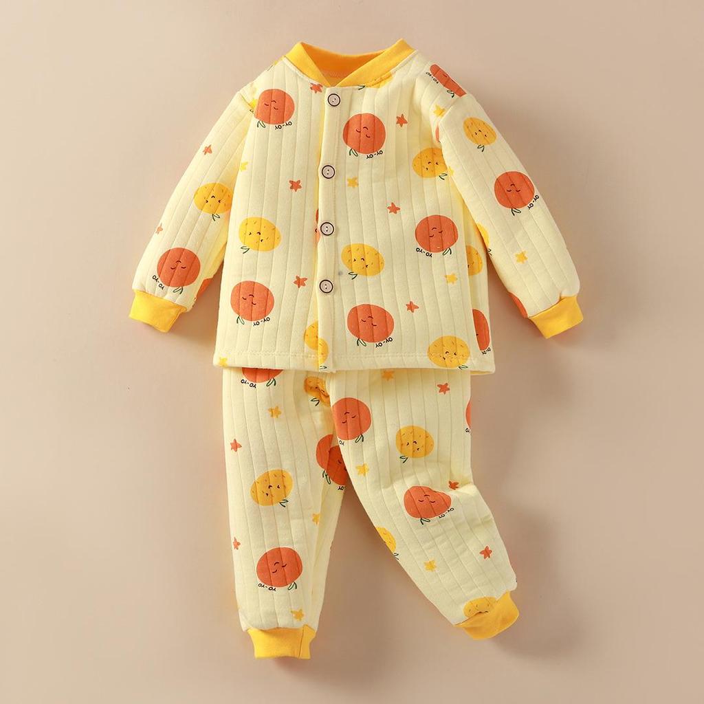 Newborn Three-Layer Warm Cotton Pajamas & Cardigan Set - Infant Class A Clothing