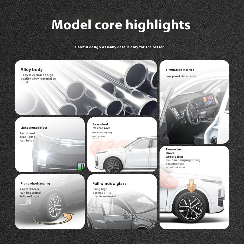 1:32 LEADING IDEAL L9 New Energy Flagship SUV Alloy Metal Car Model Sound & Light Desktop Collection Hobby Decoration Gifts Boys