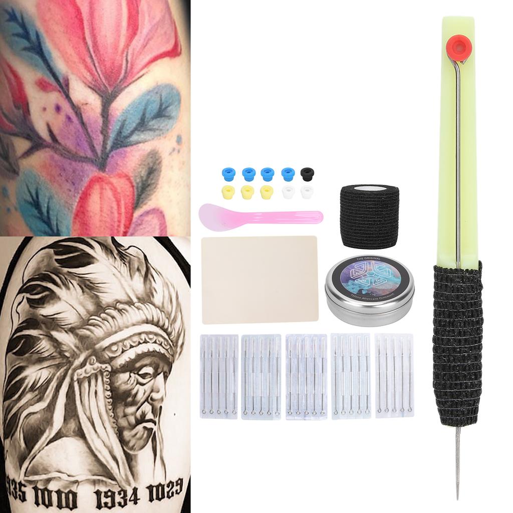 Professional Tattoo Pen Kit Tattoo Marker Needles Repairing Cream Bandage Set 15g