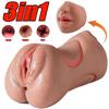 3 In 1 Men's Sex Toys Masturbation Deep Throat Artificial Real Pussy Oral Sex Male Masturbator Oral Sex Realistic Rubber Vagina