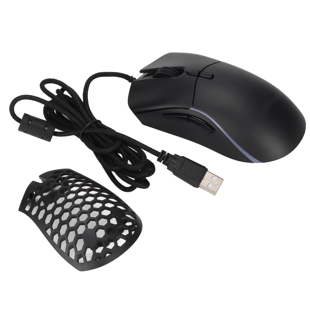 RGB Mouse 13 Lighting Modes 6 Level DPI Free Weight Design Black Ergonomic Gaming Mouse for Computer for Gaming