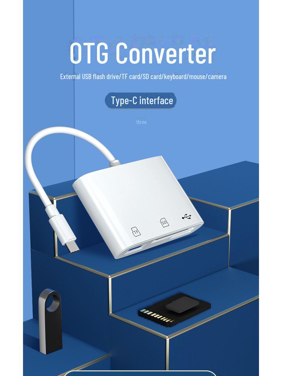 

Устройство чтения карт типа C: Многофункциональный OTG 2.0 для Android, мобильных устройств, компьютеров, SD-карт и USB-накопителей. 3-in-1 card reader-TYPE-C белый