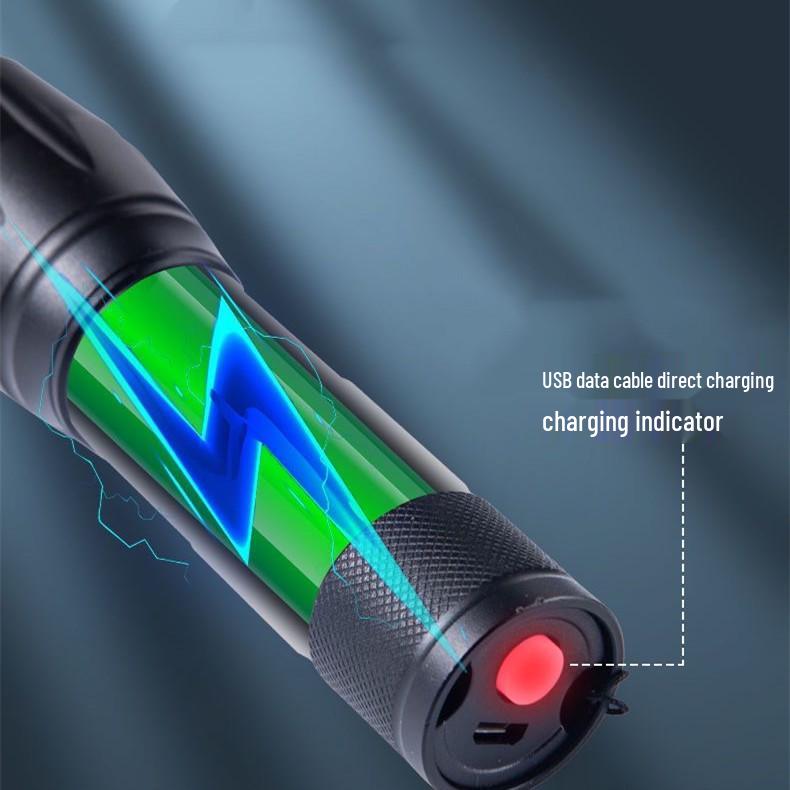 LED Multifunctional Flashlight - USB Rechargeable, Triple Light Source, Purple Identification, Aluminum Alloy, Night Fishing