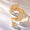 Spiral Opening Pleated Leaf Bracelet Gold Jewelry Accessories 2025 Ring Set  For Women Girls