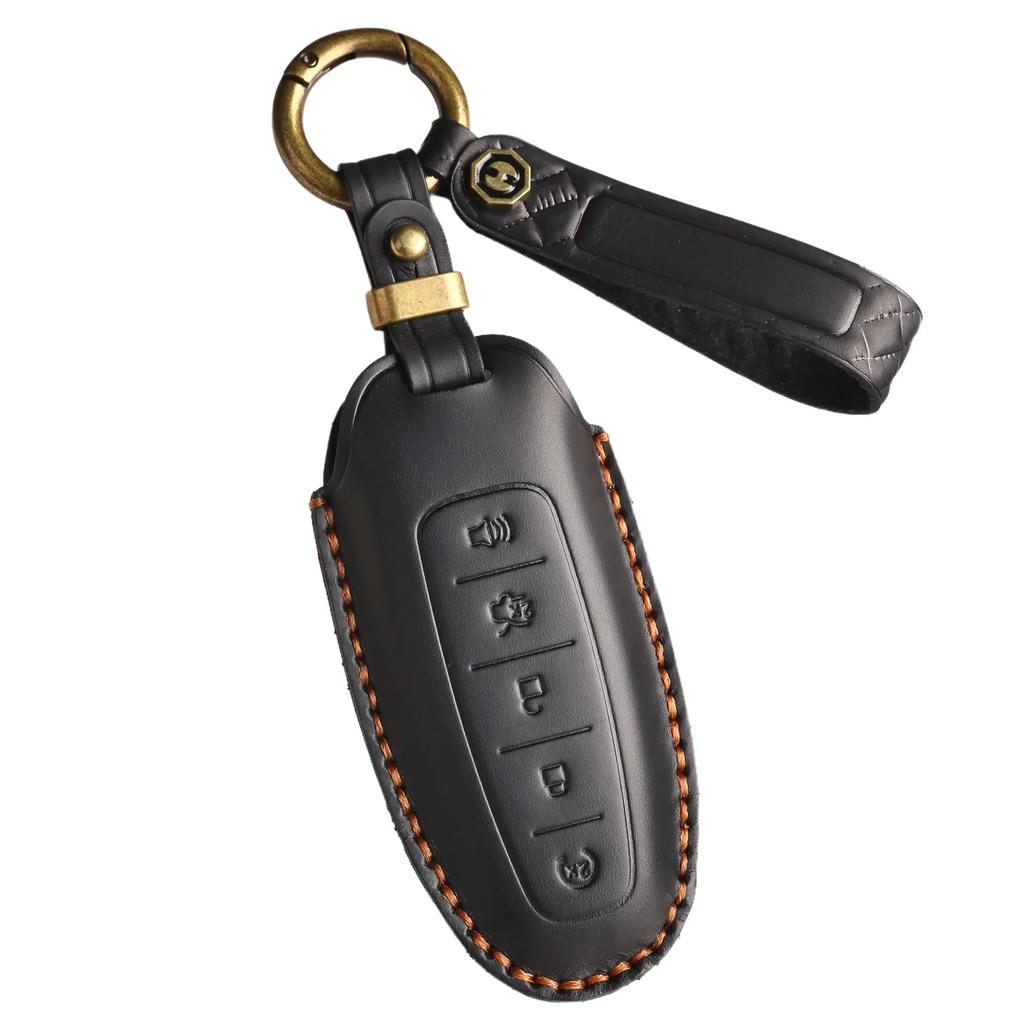 New Leather Car Key Case Cover Fob Accessories for Lincoln Aviator Navigator for Ford Edge Escape Explorer Focus Keychain Holderertrr6