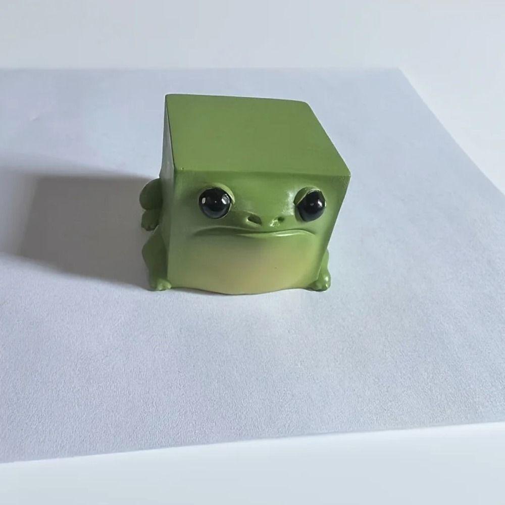 Funny Ugly-Cute Design Frog Resin Ornament Craft Creative Miniature Frog Figurines Square Shape Animal Statue Gift