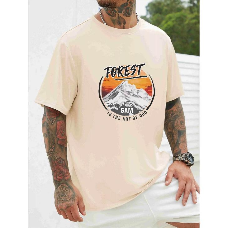 Tricou casual oversize pentru bărbați Tricou cu litere imprimate în mai multe culori Top bărbați cu gâtul