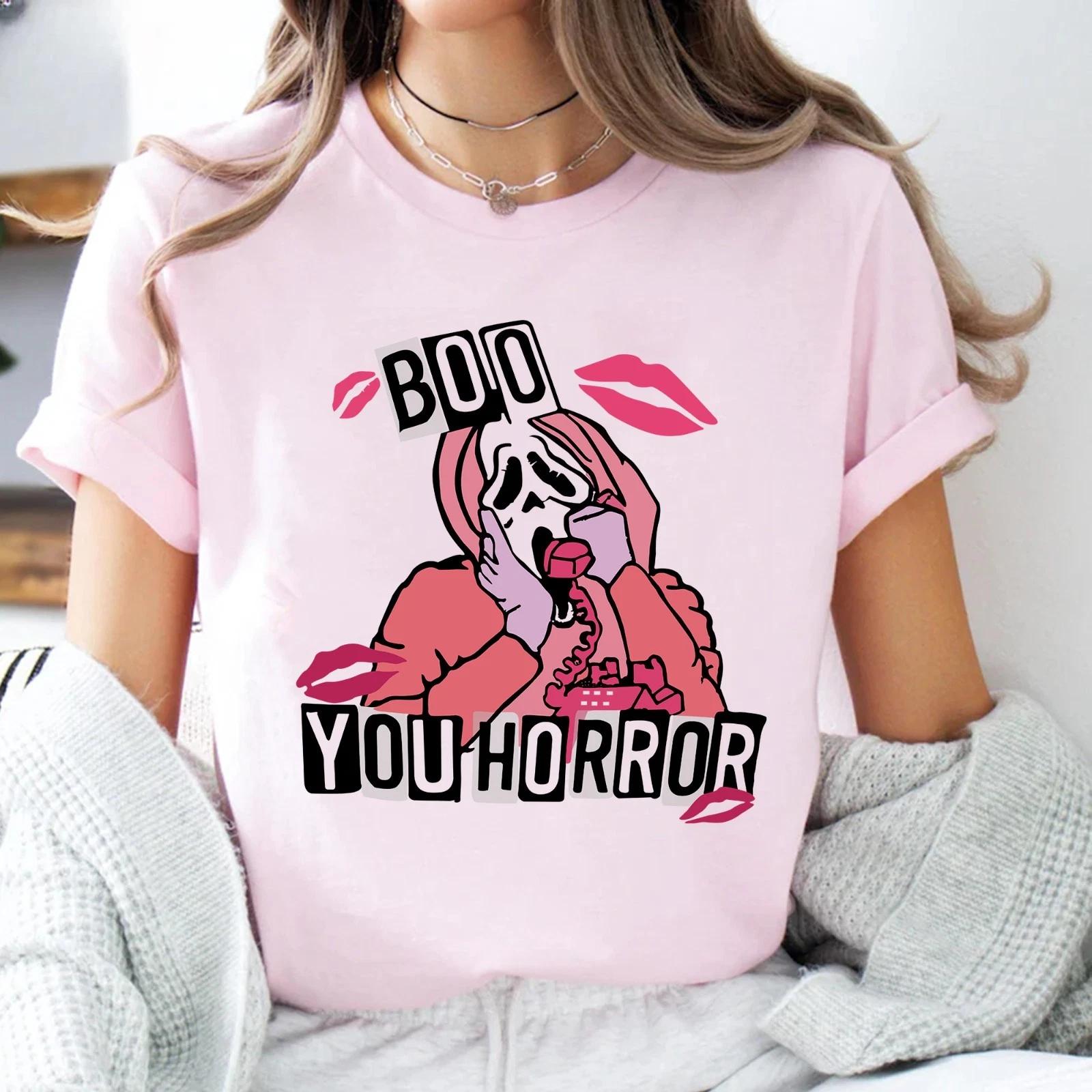 Funny Valentine Boo You Horror Tee, Cute Ghost Face Scream T-shirt for Valentine S