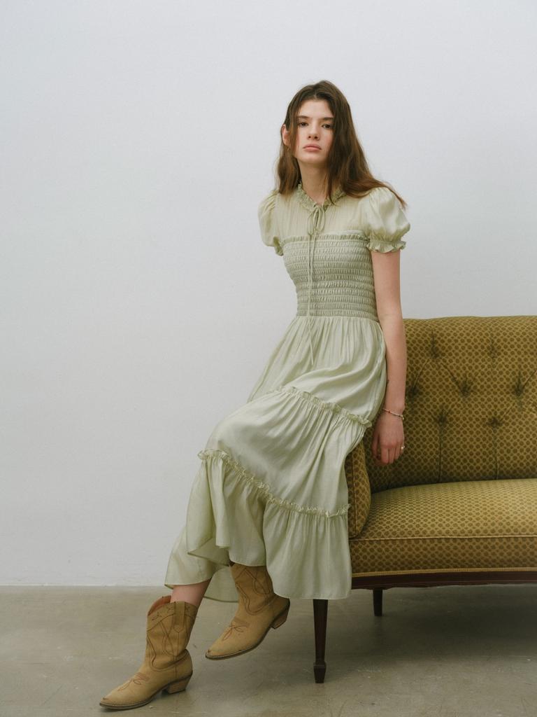 Sinseuden Greenery Smoke Long Skirt