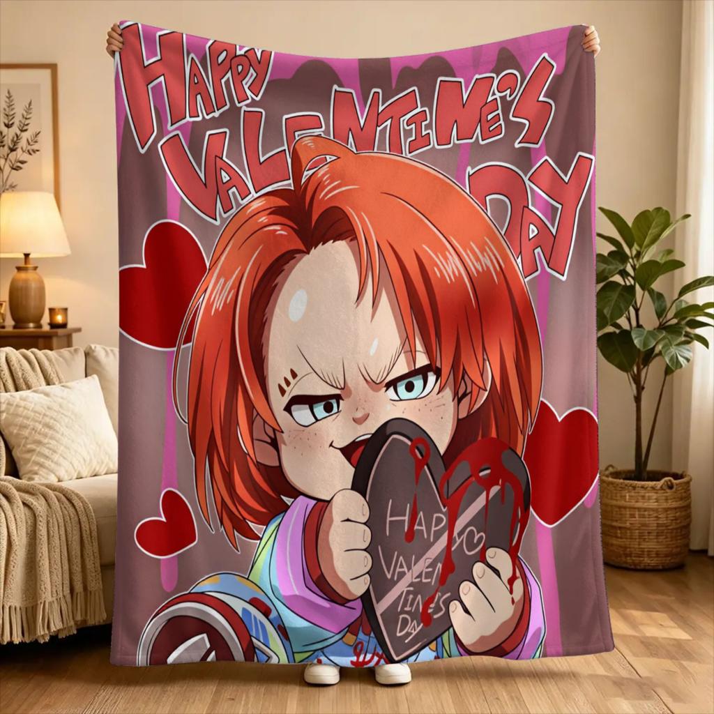 Play Chucky Slasher 1988 Warm Blanket  Picnic Plush Throw Blanket Fluffy Living Room Flannel Bedspread Sofa Bed Cover