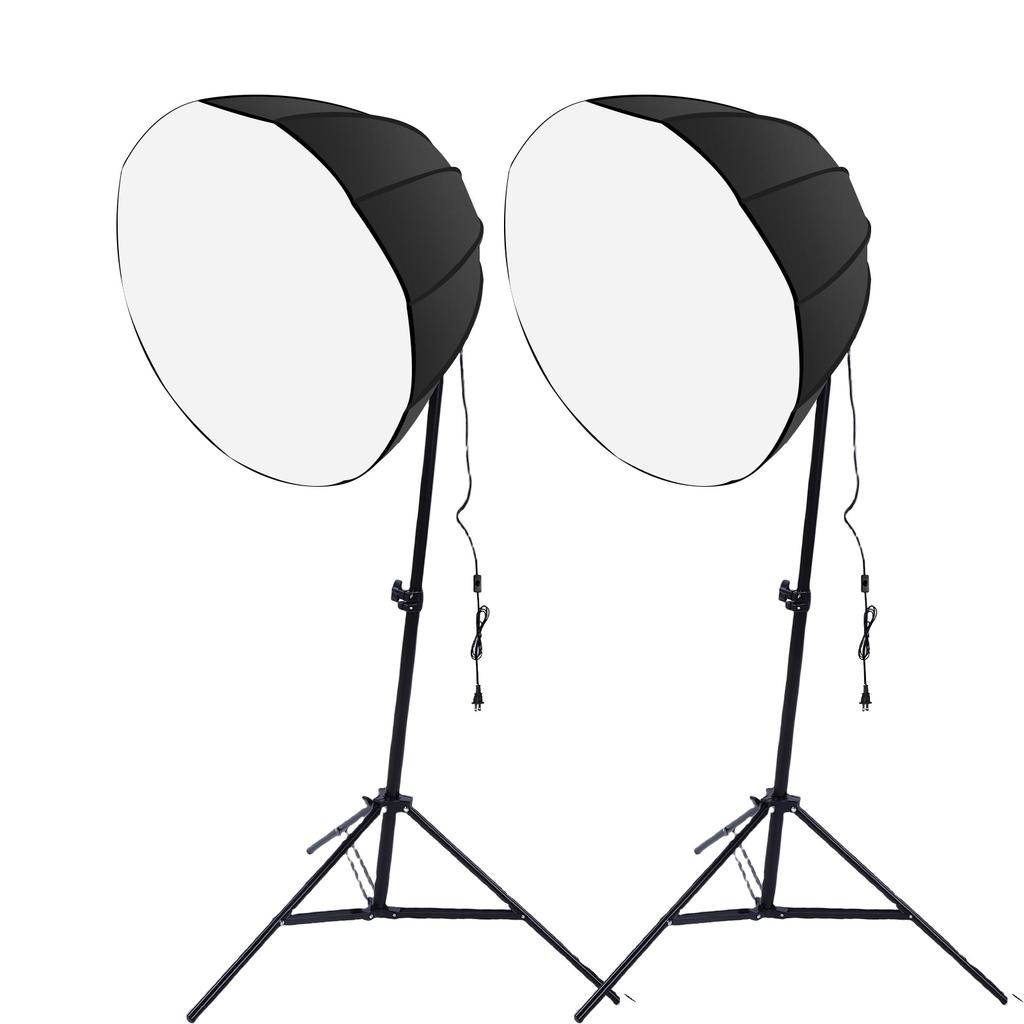 2 Sets Photography Lights Kit with 85W Energy Saving Bulb and Remote Control for Live Streaming Portrait US Plug