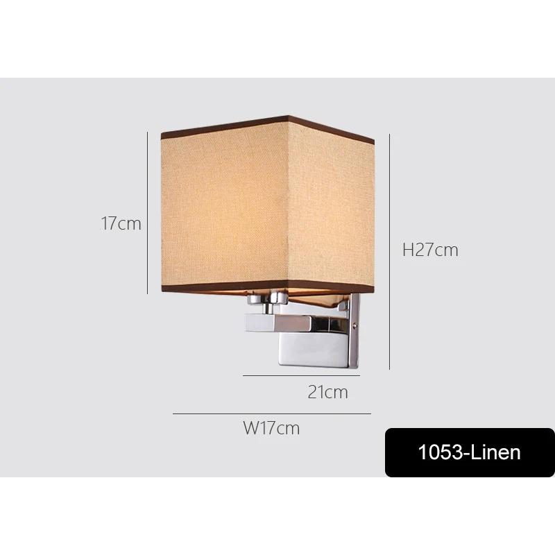 Bedroom Wall Lamp with Fabric Lampshade Modern Reading Light Metal 6W LED Wall Light for Living Room Bedside Home Decor