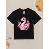 European Sizes Kawaii Pink Snake and Flowers Year of Snake Funny Awesome Graphic Kid T-Shirt | Casual Streetwear Tees Tops for Kids