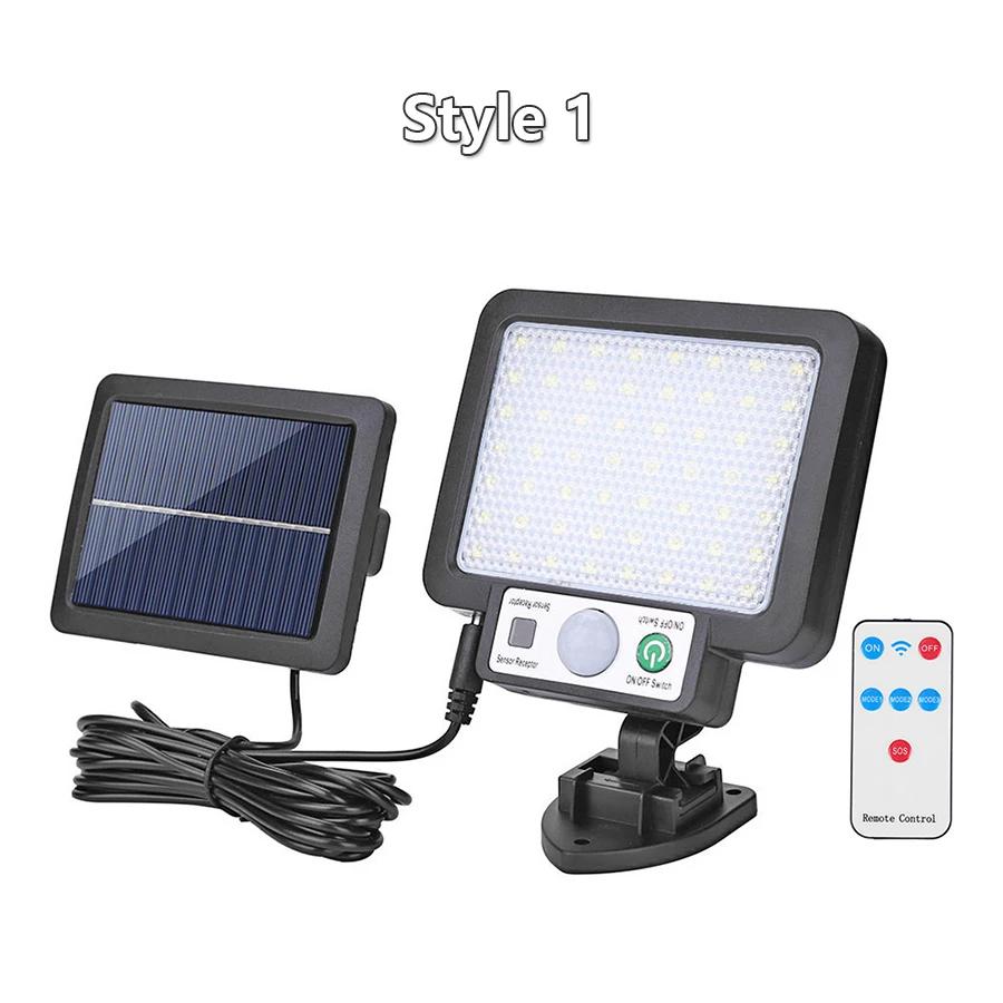 COB LED solární světlo Venkovní PIR pohybové čidlo solární s dálkovým ovládáním IP65 Vodotěsné 3 režimy nástěnné nouzové pouliční osvětlení