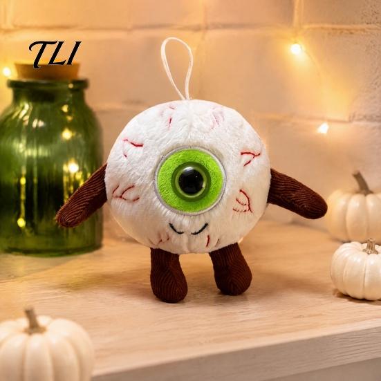 Novelty Eye Plushie Halloween Eyeball Plush Keychain, Funny Scary Stuffed Toy Pendant Polyester Fiber Doll for Backpack, Spooky Mini Bag Charm, Party