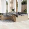 VidaXL Garden Lounge Set 11 Pcs with Beige Cushions Wicker 3326870