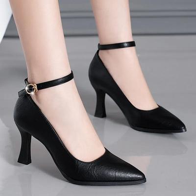 Femmes Bottes Women Cute Sweet Light Weight Buckle Strap Stiletto Heel Shoes Lady Classic Office Career Work Heel Shoes Ga233