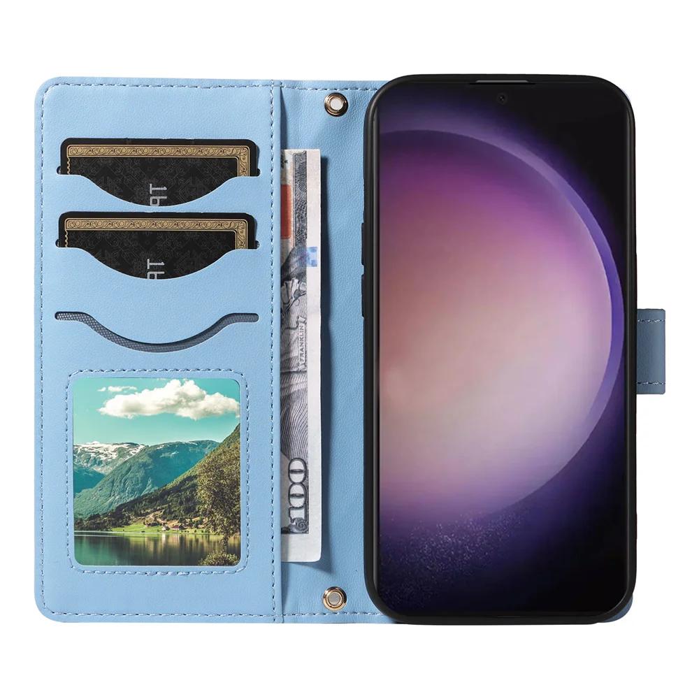 Etui na telefon z paskiem na ramię i nadgarstek dla Samsunga Galaxy S23 S21 FE S24 Ultra S22 Plus A16 A06 A55 A35 A25 A15 A05S A05 z portfelem