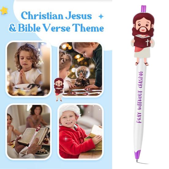 5/10Pcs Easter-themed Ballpoint Pens Bible Verse Jesus Ball Pen with Inspiring Quotes Easter Egg Basket Christian Faith Party Favors