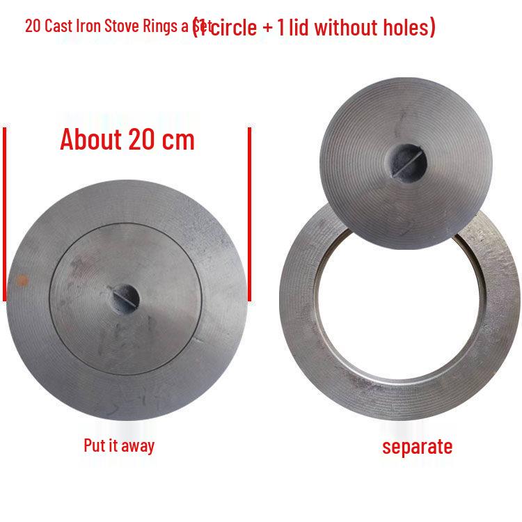 Cast Iron Firewood Stove Ring & Lid: Thickened Rustic Pot and Fire Pit Accessories