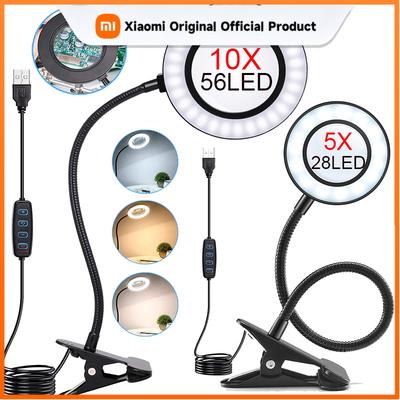 Lente d'ingrandimento 5/10X con Luce 3 Colori 10 Luminosità Lampada Lente d'Ingrandimento 28/56 LED per Lettura Artigianato Pittura Lavoro di Precisione