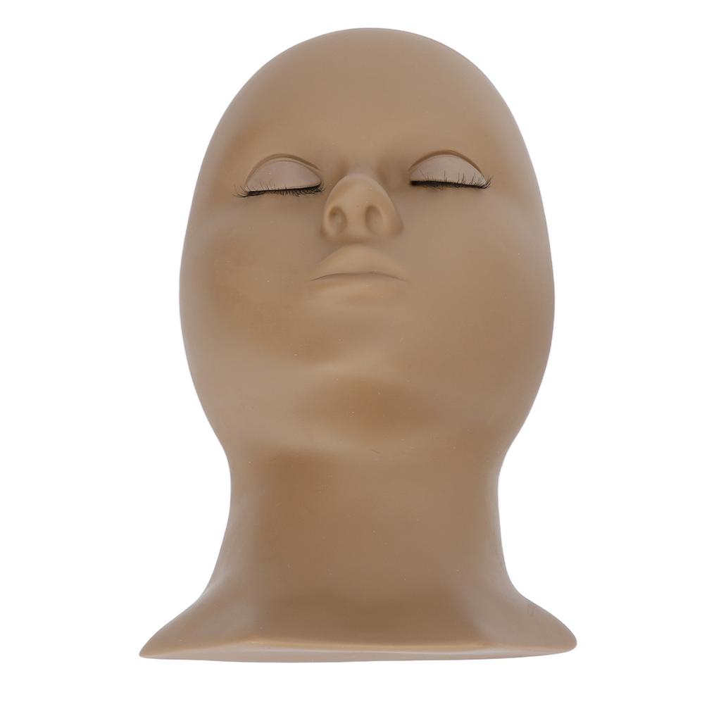 Eyelash Extension Mannequin Head Removable Eyelids High Simulation Silicone Lash Training Practice Head Coffee