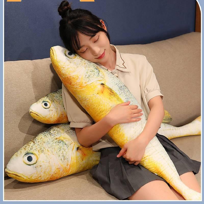 Large Yellow Croaker Plush Toy Cartoon Stuffed Animal Doll Decoration Gift Kids