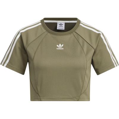 Originals Baby T-Shirt Weich Bequem Kurz Sport Rundhals Gestreift Slim Fit Kurzarm Raglan T-Shirt Damen Tops Layered-Olivgrün JD3285