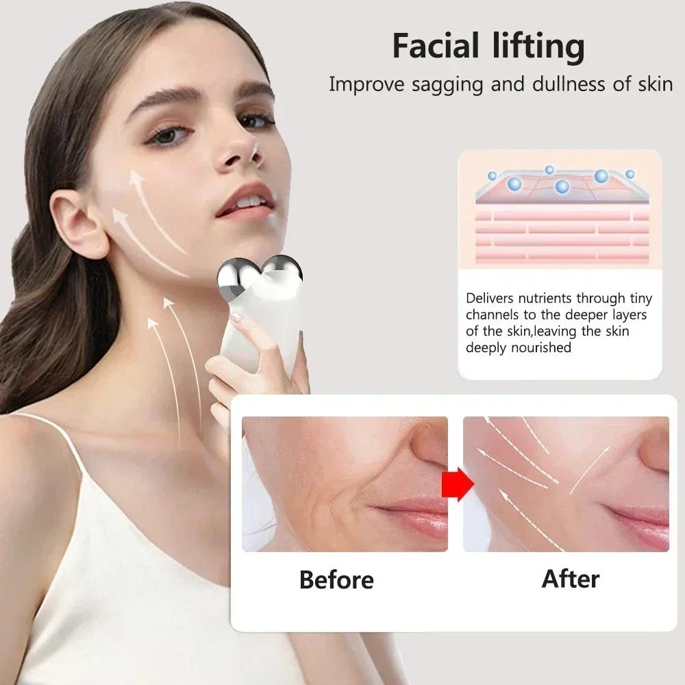 Mini EMS Beauty Instrument Facial Massager RollerFace Slimming Delicate Contour Lifting Firming Lift face and Tighten The Skin