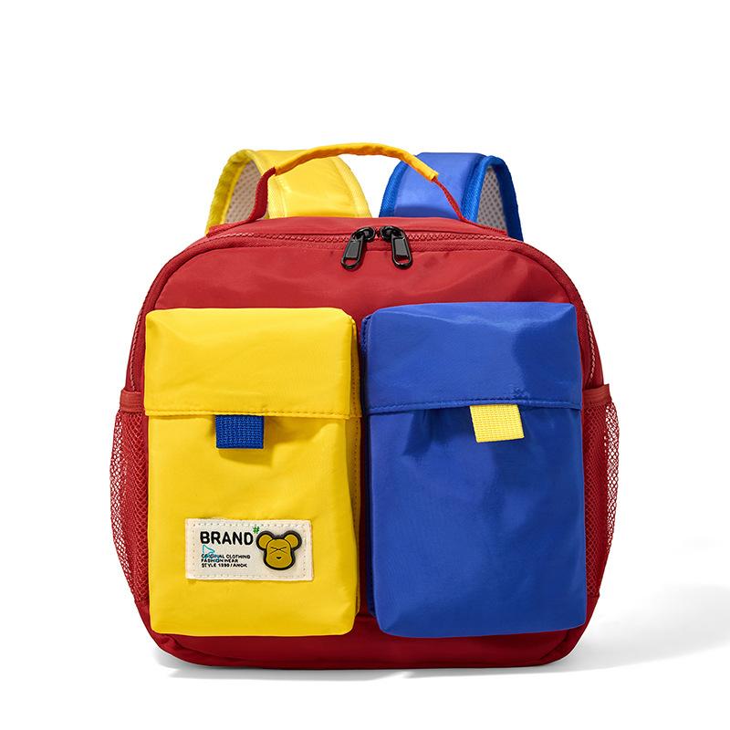 School bag contrasting color children's backpack preschool children's boy and girl versatile bag