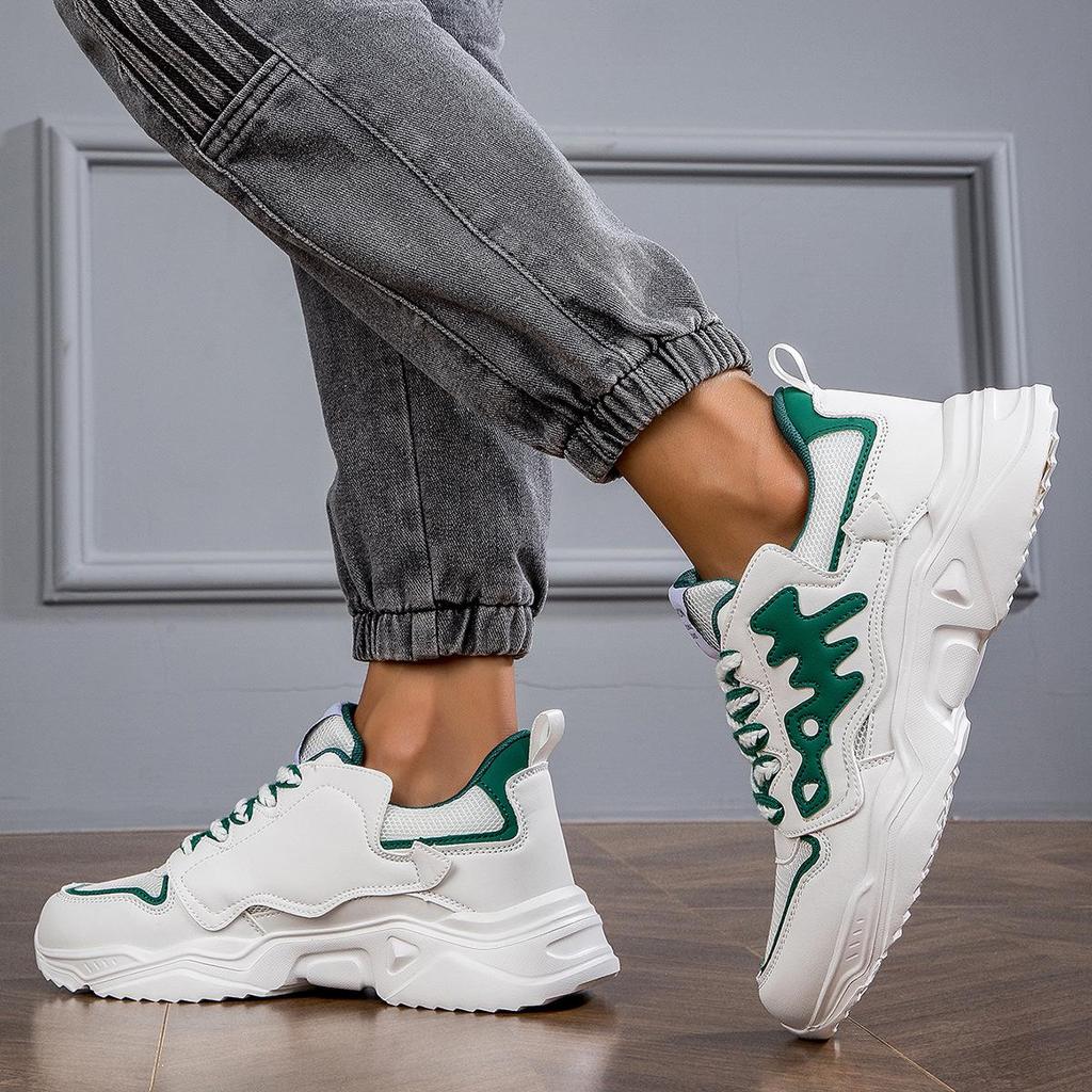 Cross-Border Trendy Men's Thick-Soled Lace-Up Sports Running Dad Shoes