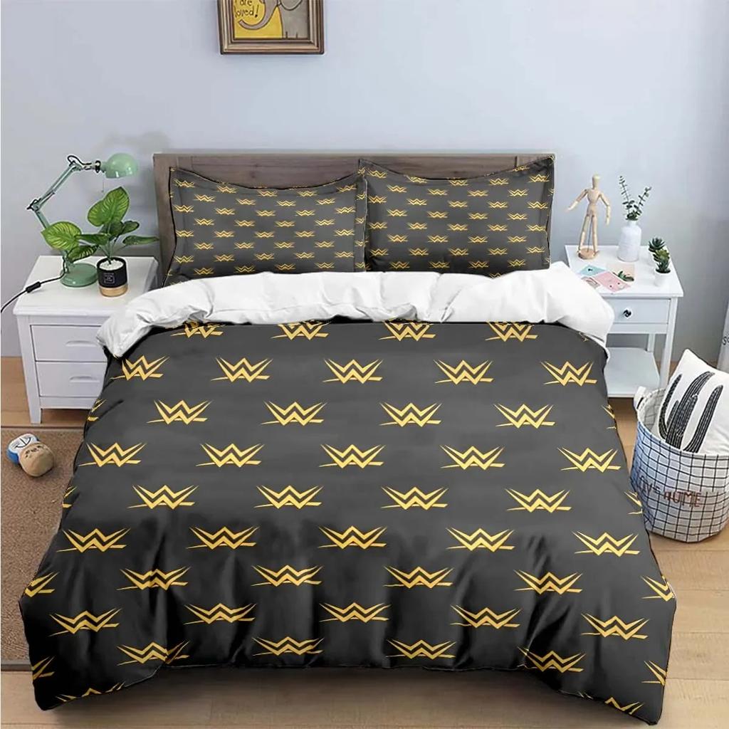 Mode 3D Lutte Sports W-Wwe Imprimé Ensembles de Literie Ensemble Fournitures de Lit Housse de Couette Ensemble Couette de Lit Ensemble de Literie Cadeau de Luxe