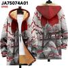 Winter Hooded Zip-up Cotton Jacket Teens British Style 3D Print Fleece Lined Loose Fit Outdoor Wear