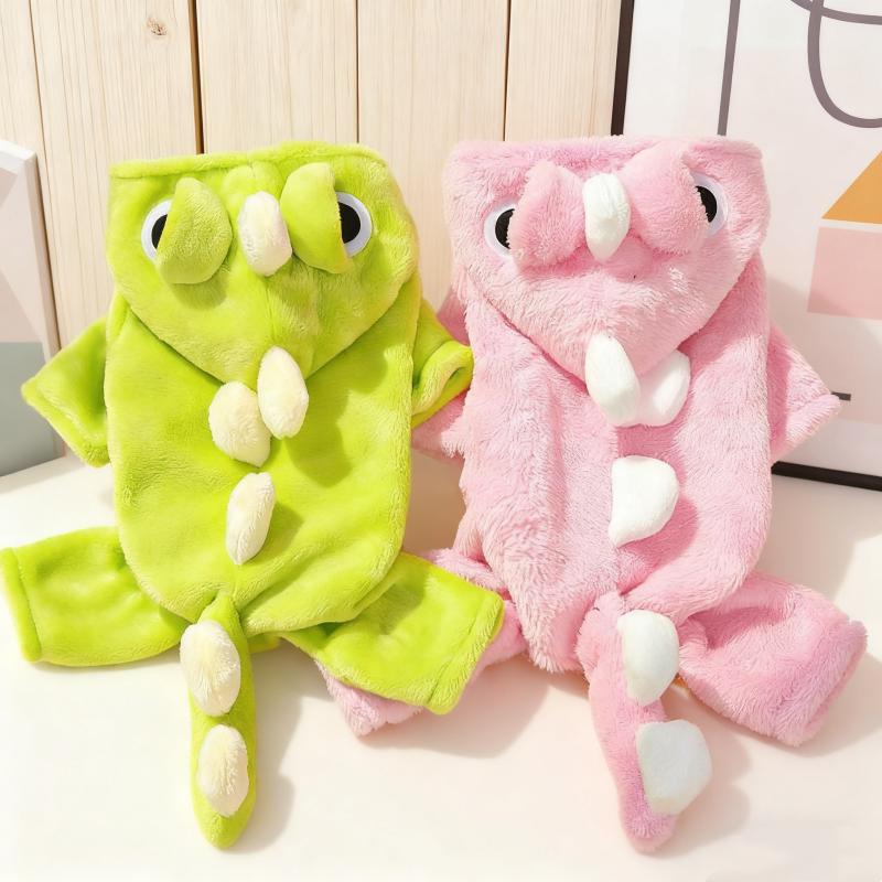 Winter Warm Dog Jumpsuits Soft Plush Dog Jacket Coat Dinosaur Puppy Clothes Fashion Cat Hoodies Pet Jumpsuits Poodle Dog Clothes