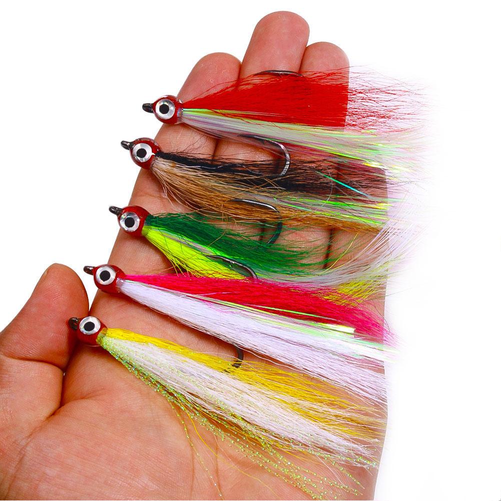 

Рыболовные крючки-тизеры Bucktail 5 шт. Морские рыболовные джиг-тизеры с крючками из углеродистой стали для лосося, форели, морского окуня, стальноголового лосося 5 color bags #1
