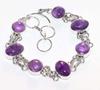 Pretty Natural Amethyst 925 Silver Plated Bracelet 8.5" Party Wear Design E9Z21
