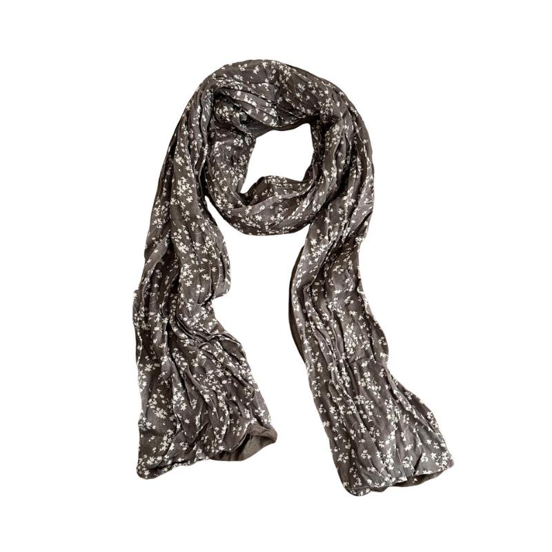 Cotton and linen scarf atmosphere new fashion retro floral pleated scarf scarf neck shawl